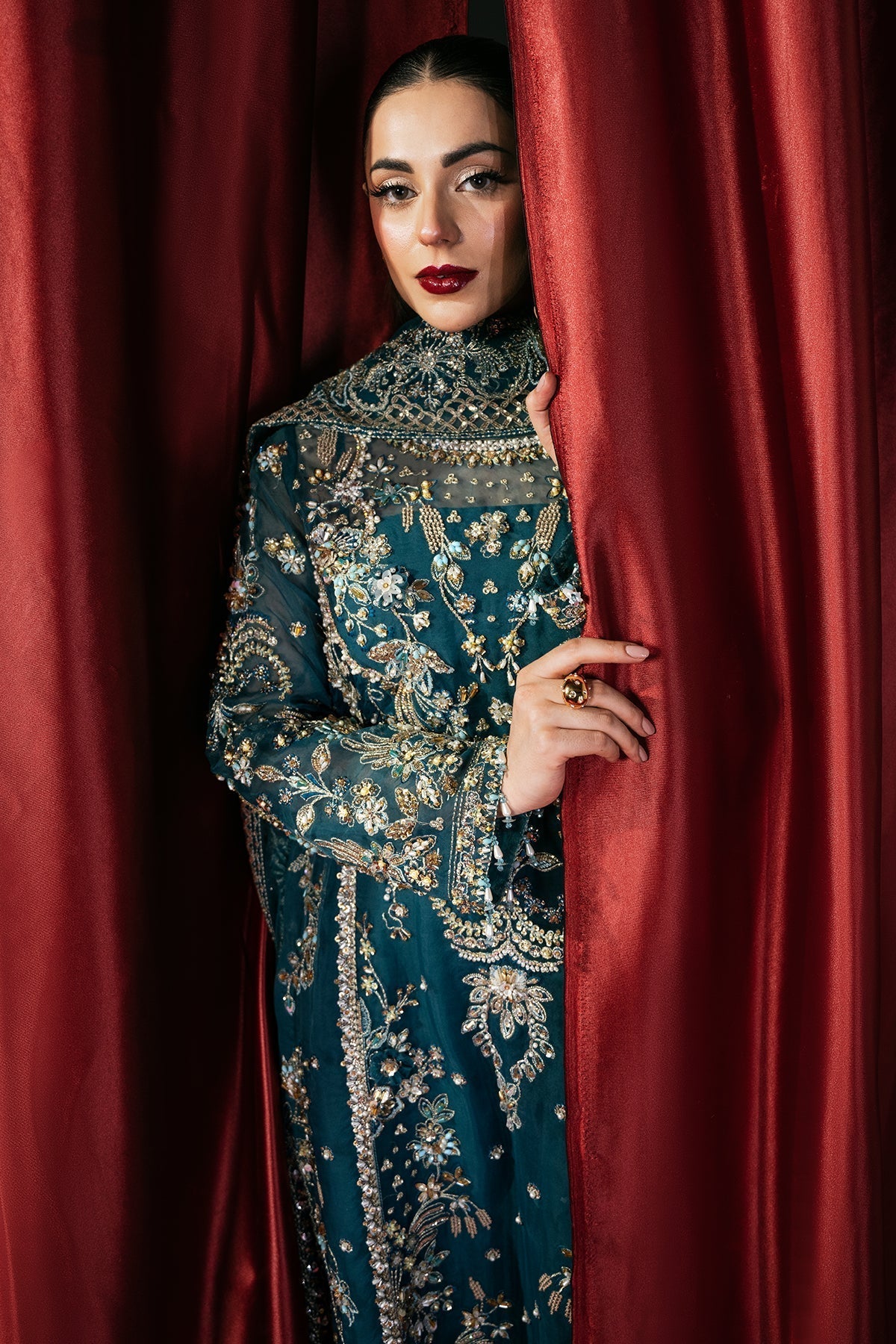 Mina Kashif | Kahani Formals | Arshia L Teal Blue Organza