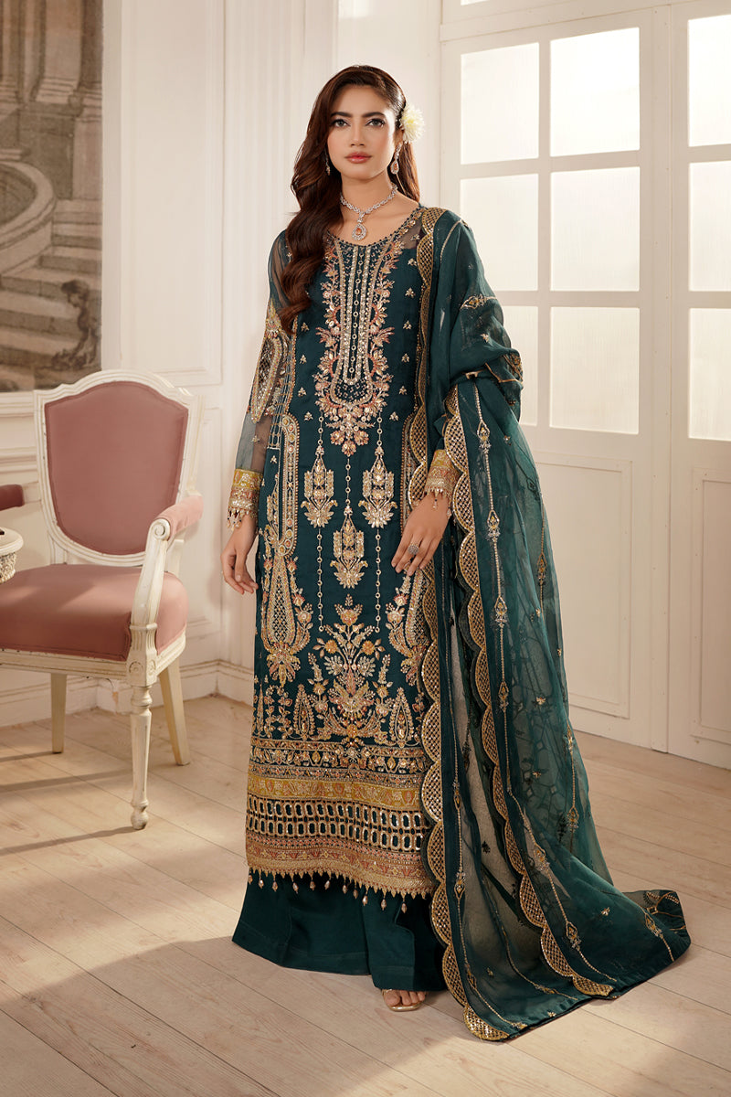 Maryams | Tabeer Luxury Collection | Nayyab XL Teal Green Organza