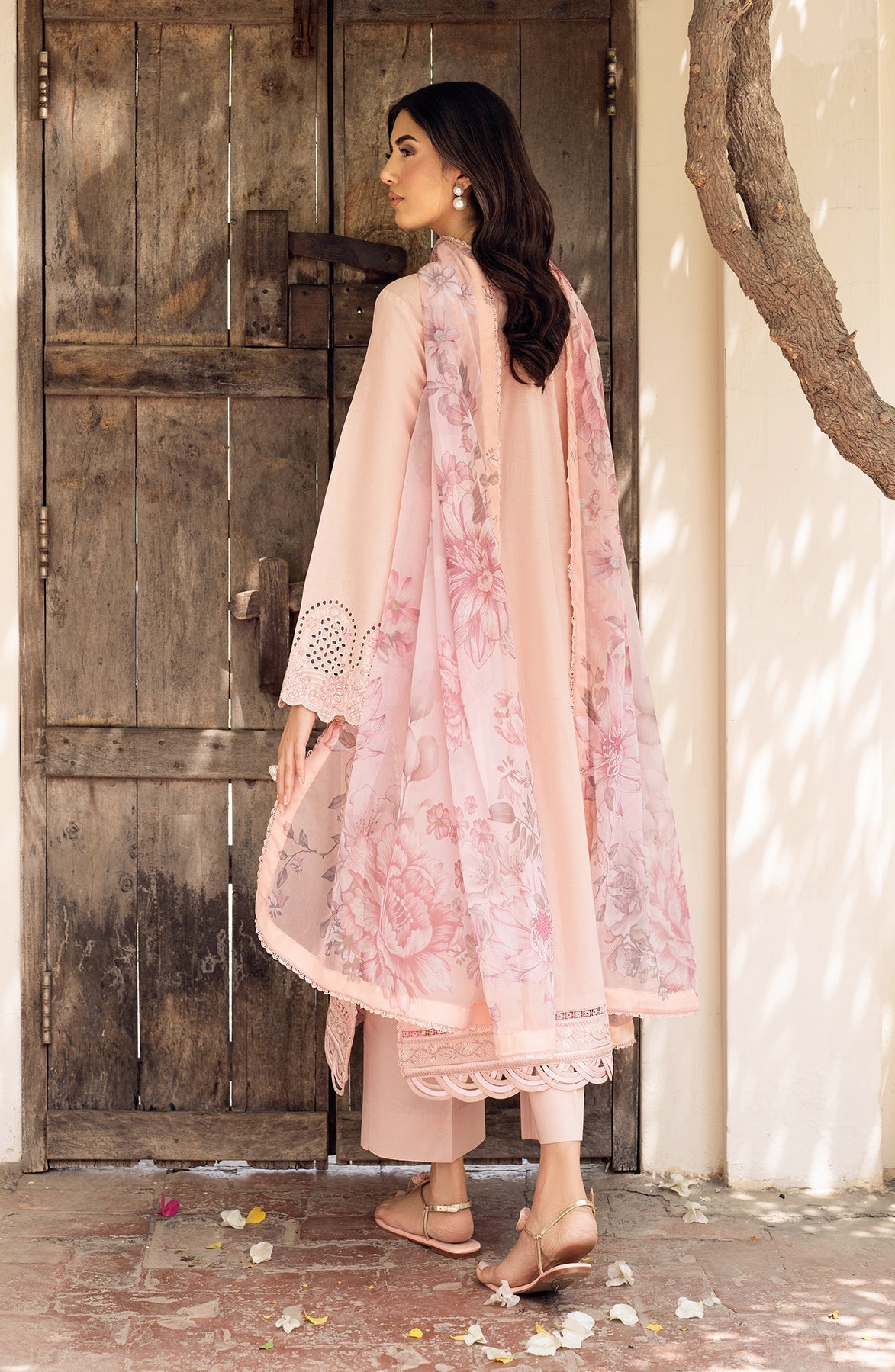 Zarif | Nura Textured Lawn 25 | VIYANA S Pale Peach Lawn