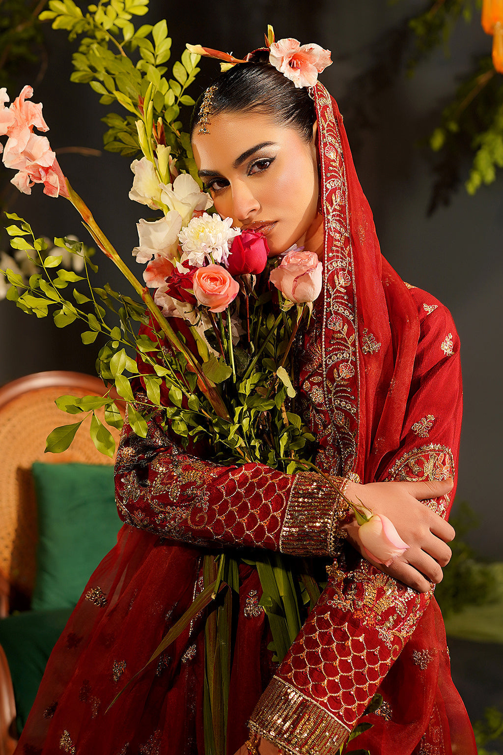 Maryams | Bekhudi Formals | Bano-BR-08 L Red Raw Silk
