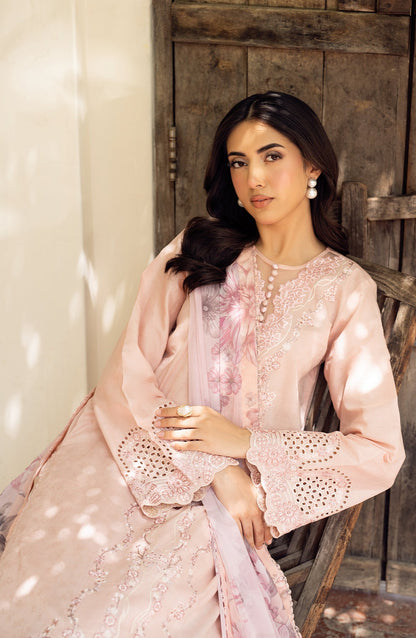 Zarif | Nura Textured Lawn 25 | VIYANA L Pale Peach Lawn