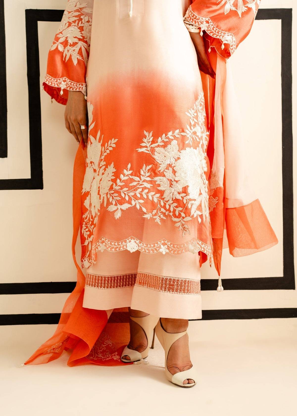 Mahgul | Nooreh Luxe | Ombré Coral - Pakistani Designer Dress - by Mahgul | Type: Ladies Clothes - 100% Original at Saira Sultan