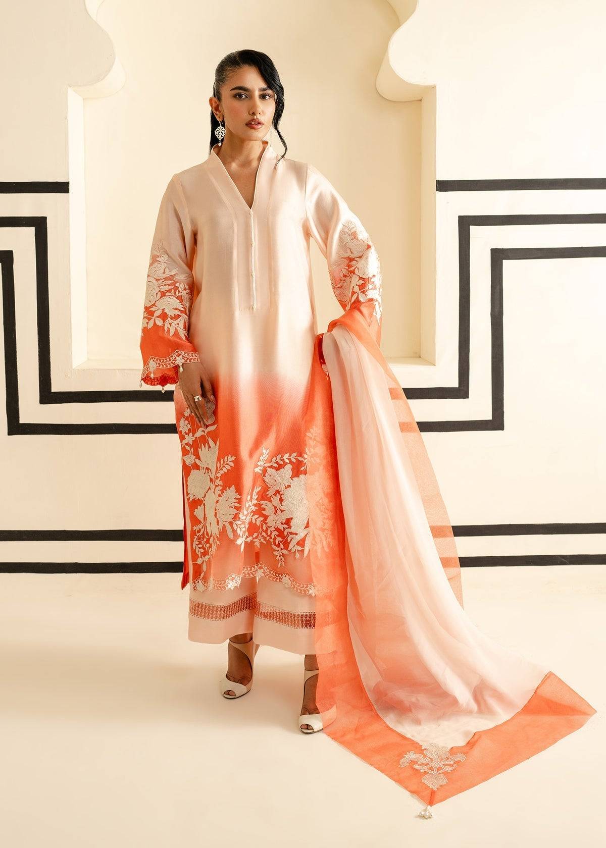 Mahgul | Nooreh Luxe | Ombré Coral - Pakistani Designer Dress - by Mahgul | Type: Ladies Clothes - 100% Original at Saira Sultan