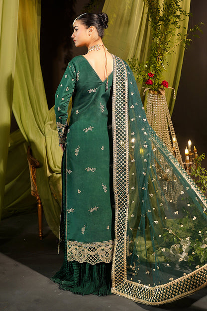 Maryams | Bekhudi Formals | Leela-BR-05 S Dark Green Raw Silk