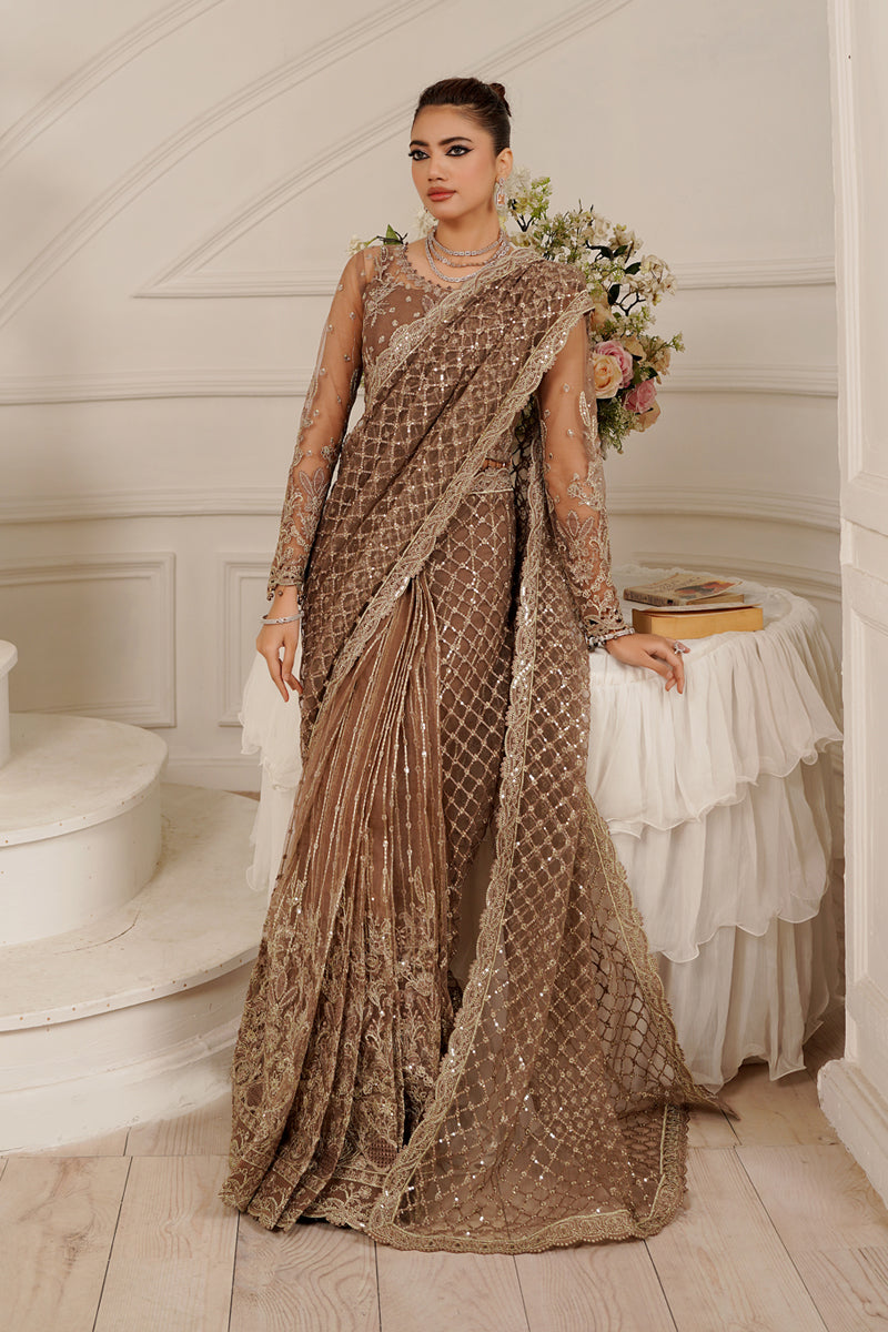 Maryams | Tabeer Luxury Collection | Miray L Coffee Saree