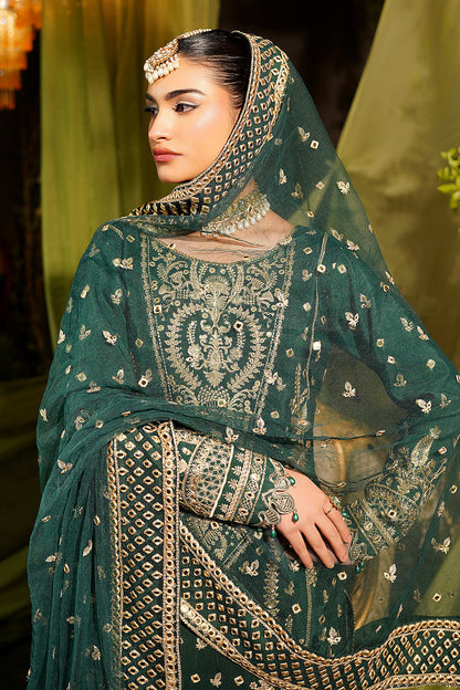 Maryams | Bekhudi Formals | Leela-BR-05 M Dark Green Raw Silk