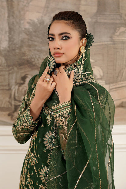 Maryams | Tabeer Luxury Collection | Zahra Custom Size Deep Olive Green Organza
