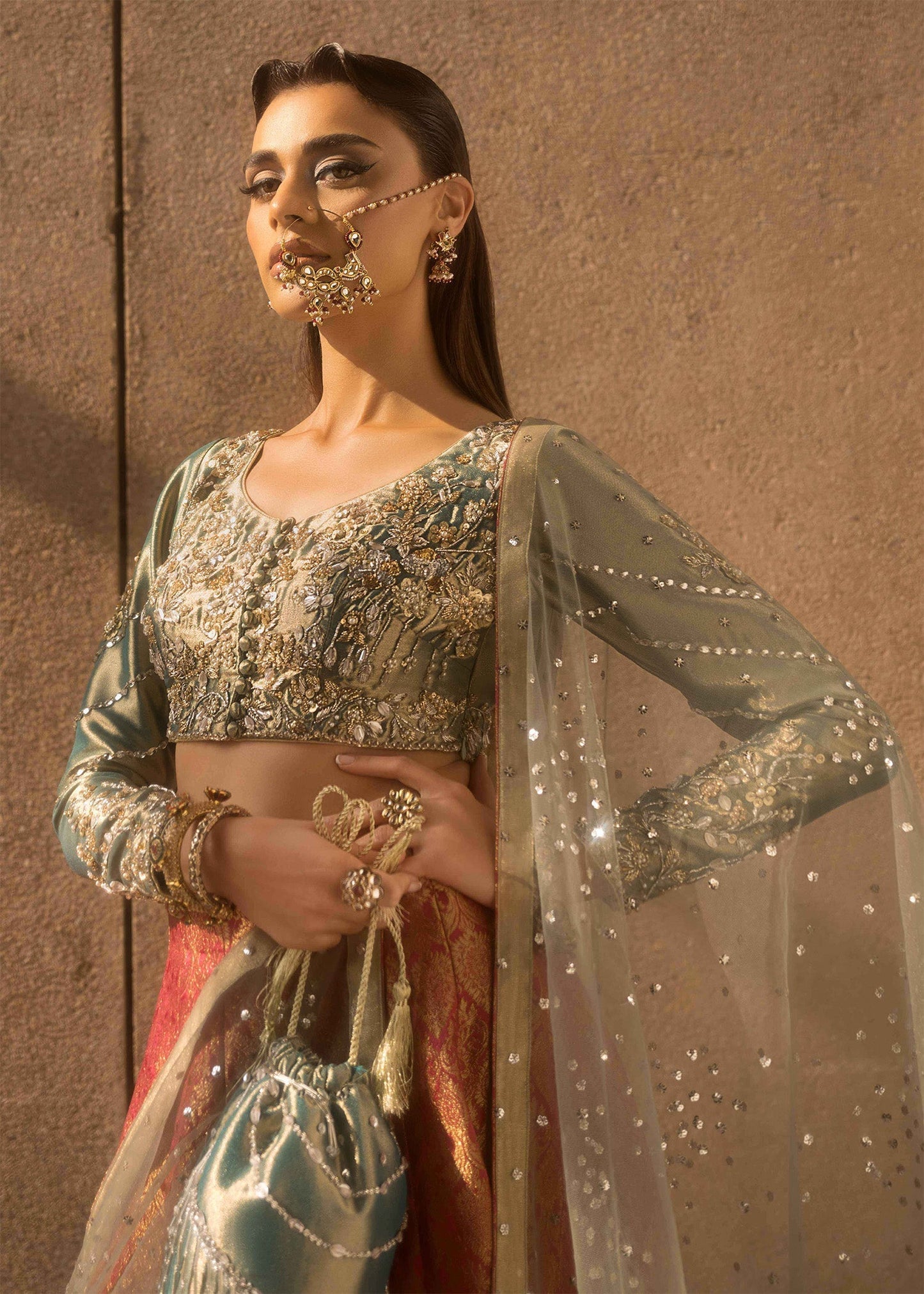 Mahum Asad | Dream a Little Dream of Me | Glitter M Coral Gold Tissue