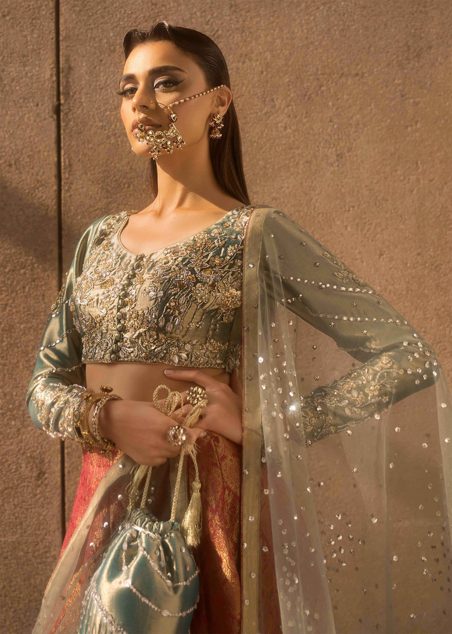 Mahum Asad | Dream a Little Dream of Me | Glitter M Coral Gold Tissue