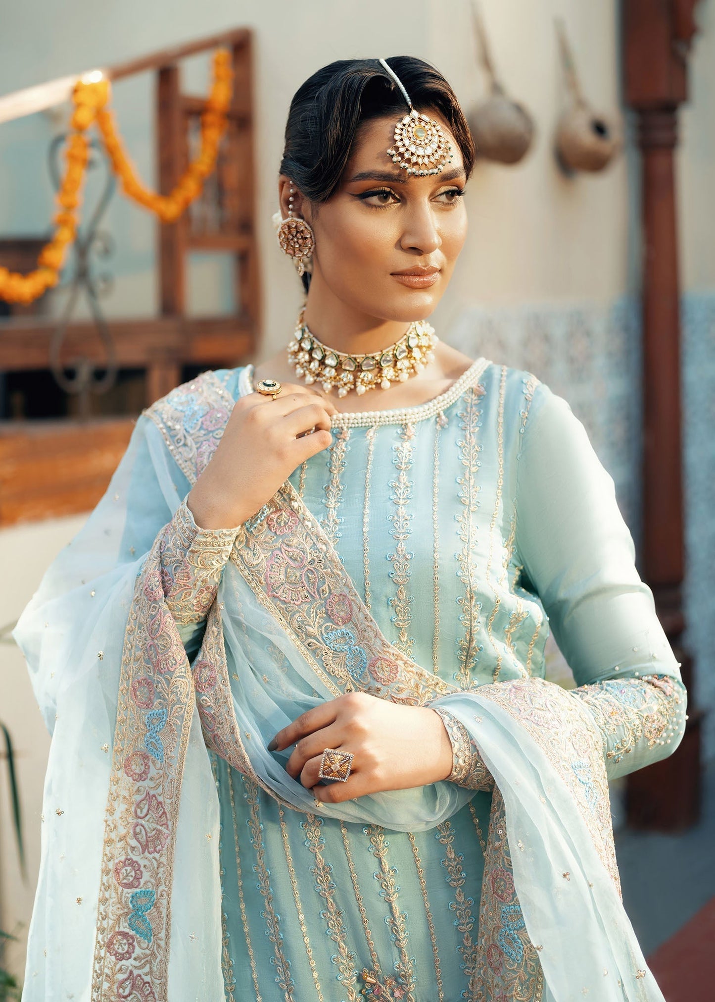 Jamnii | Noor e Nazakat | Dastan L Sky Blue Chiffon