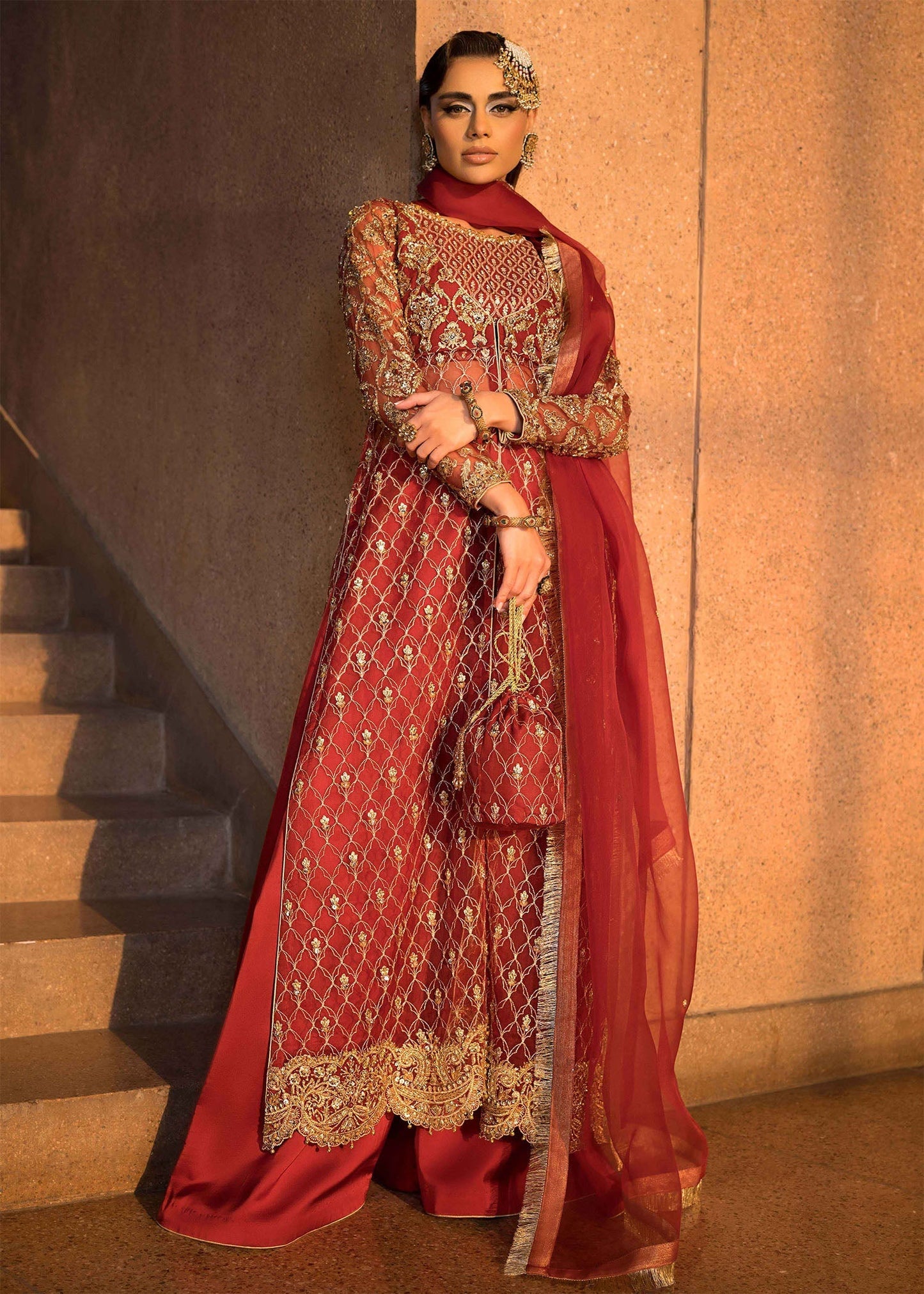 Mahum Asad | Dream a Little Dream of Me | Cherry L Maroon Organza