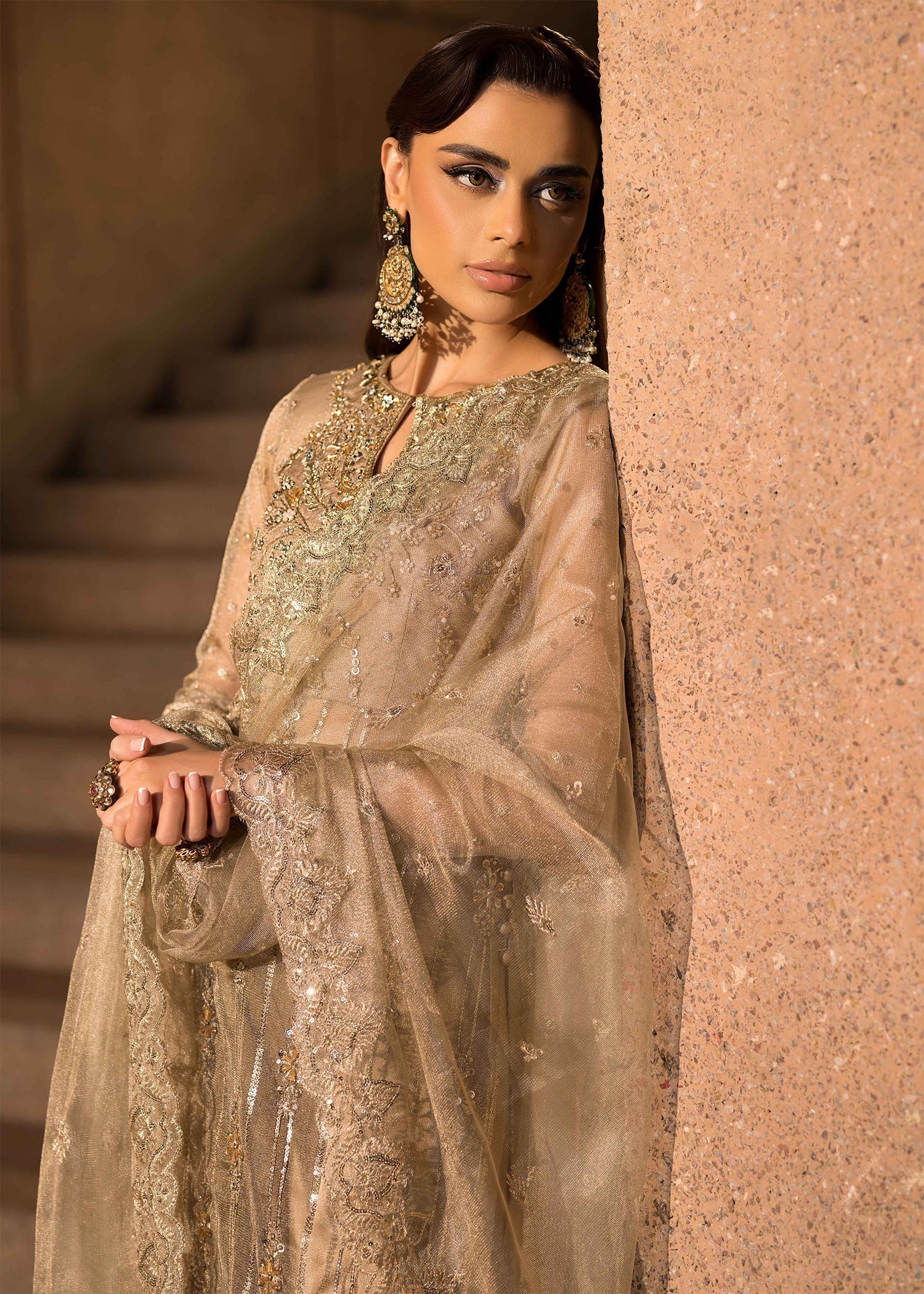 Mahum Asad | Dream a Little Dream of Me | Shimmer L Silver Gold Zari Net