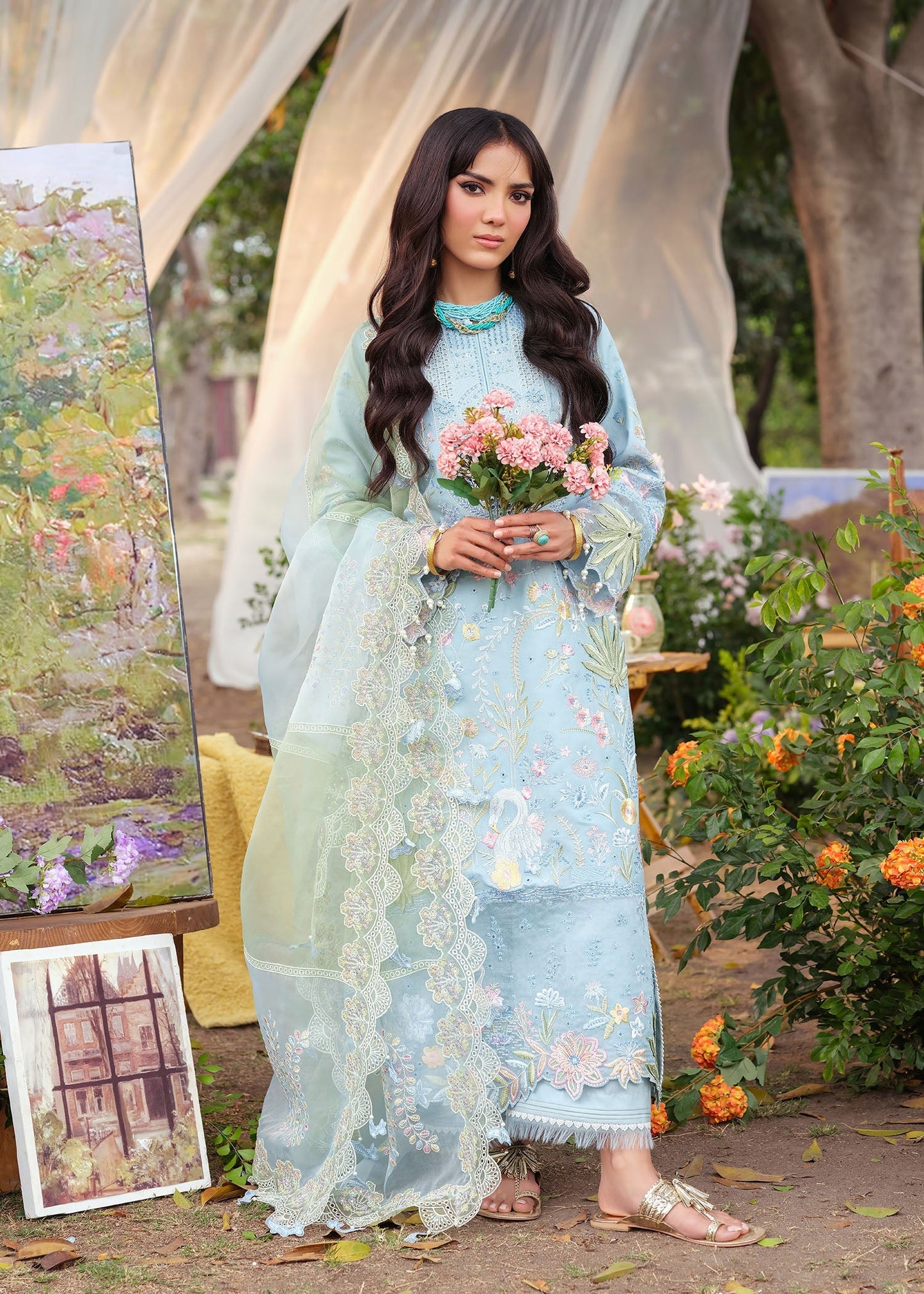 Zarizaa | Echelon Lawn | AZURE - Pakistani Designer Dress - by Zarizaa - Type : Ladies Clothes - 100% Original at Saira Sultan
