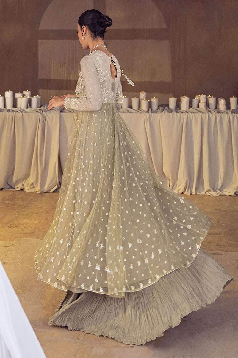Cross Stitch | Wedding Collection 25 | NOOR-E-CHASHM S Lime Organza