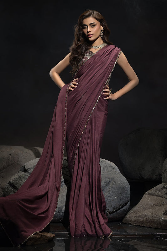 Charizma | Statement Dresses | STM-4-07 S Plum Raw Silk