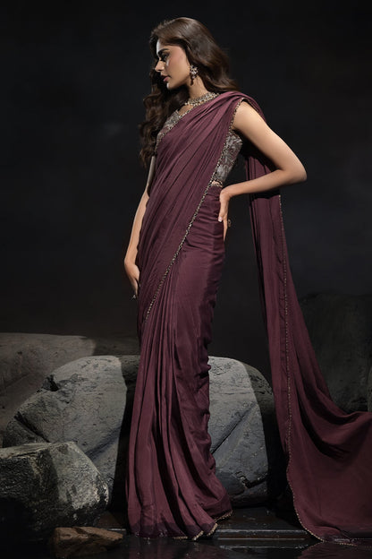 Charizma | Statement Dresses | STM-4-07 M Plum Raw Silk