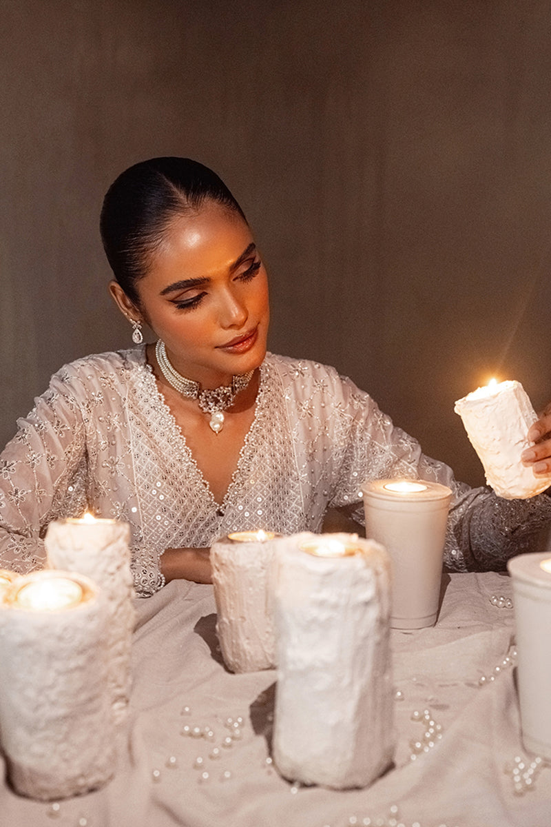 Cross Stitch | Wedding Collection 25 | KASHISH M Off White Chiffon
