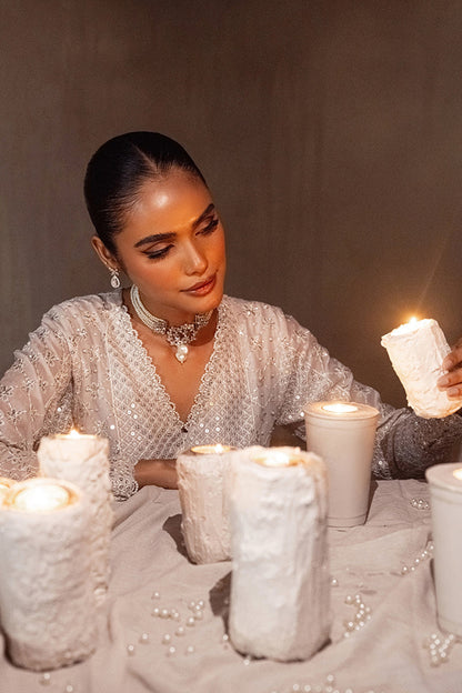 Cross Stitch | Wedding Collection 25 | KASHISH M Off White Chiffon