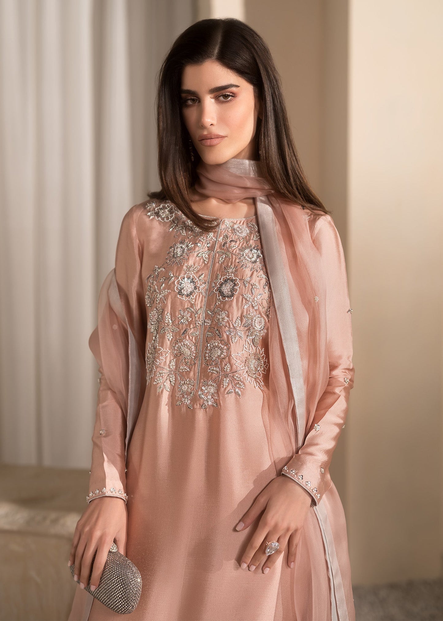 Mahum Asad | Breaking the Bar | Bare Blush S Pink Pure Silk Tissue