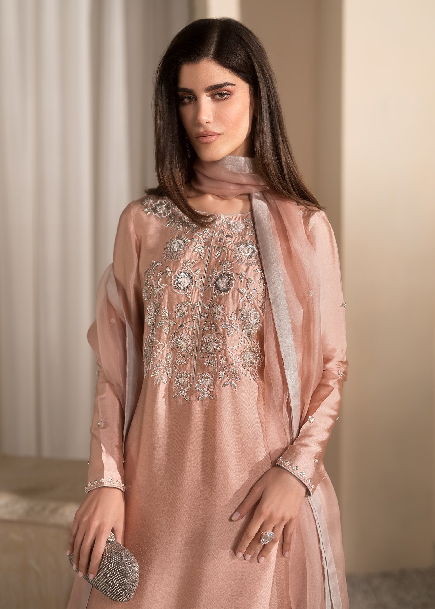 Mahum Asad | Breaking the Bar | Bare Blush S Pink Pure Silk Tissue