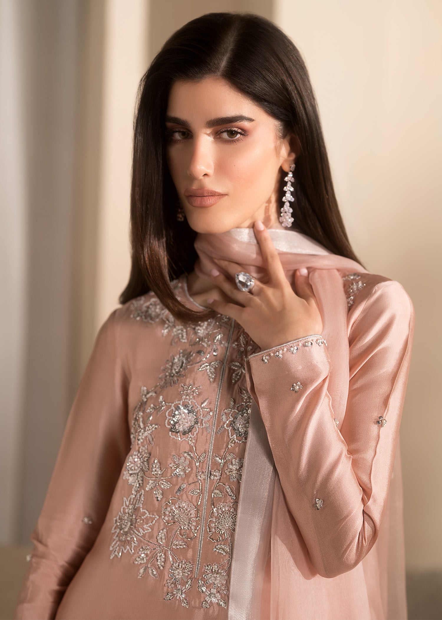 Mahum Asad | Breaking the Bar | Bare Blush L Pink Pure Silk Tissue