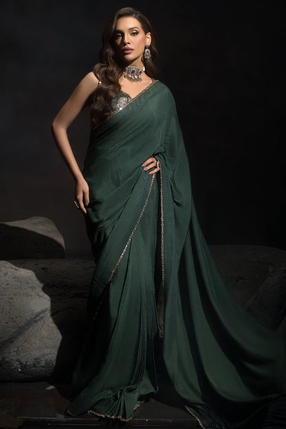 Charizma | Statement Dresses | STM-4-06 S Green Raw Silk