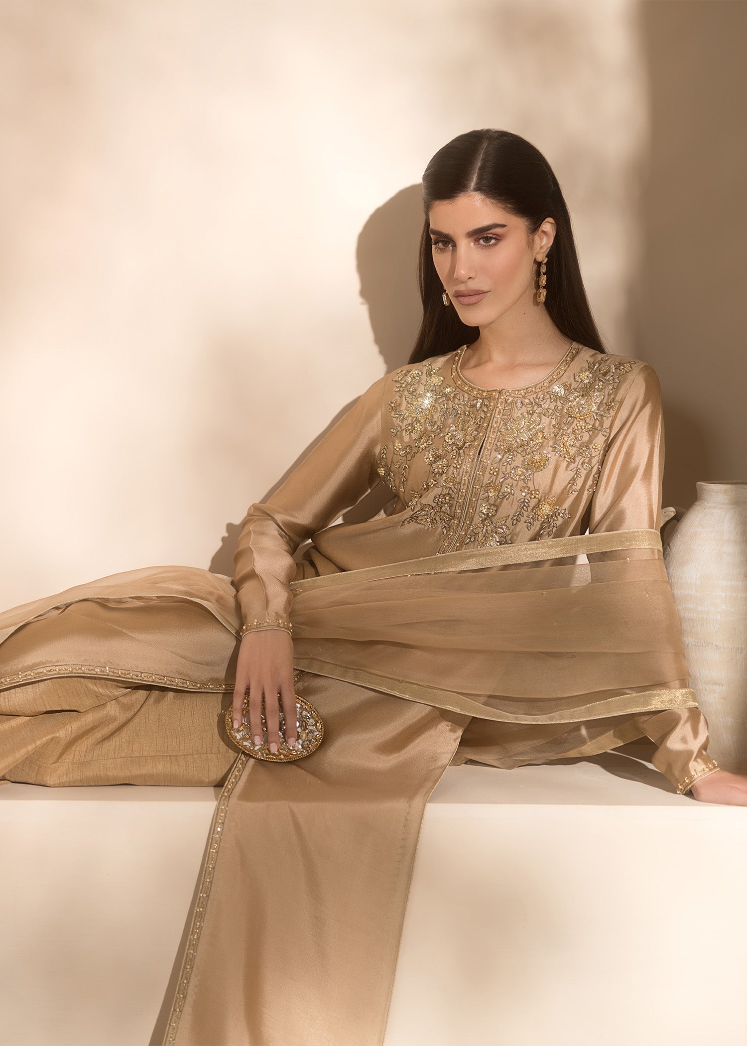 Mahum Asad | Breaking the Bar | Charm M Beige Pure Silk Tissue
