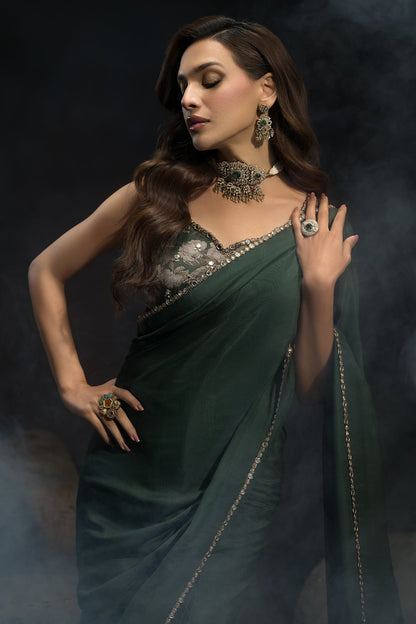 Charizma | Statement Dresses | STM-4-06 L Green Raw Silk