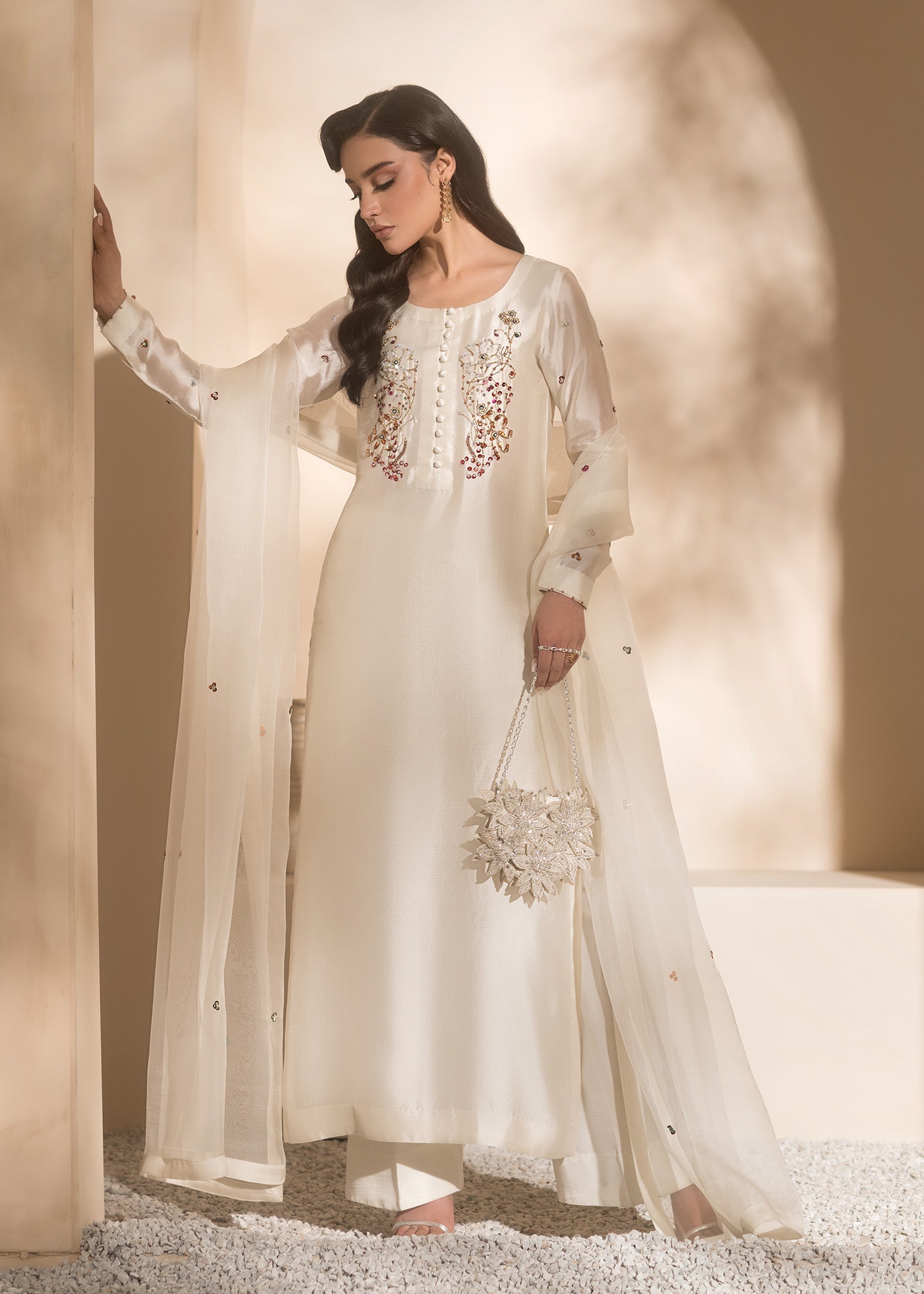 Mahum Asad | Breaking the Bar | Gloss S Ivory Pure Silk Tissue