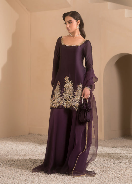 Mahum Asad | Breaking the Bar | Sweetheart XS Plum Pure Silk Tissue
