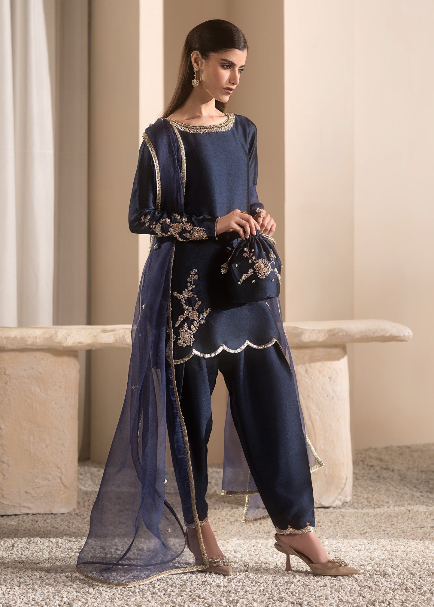 Mahum Asad | Breaking the Bar | Diva XS Navy Blue Pure Silk Tissue