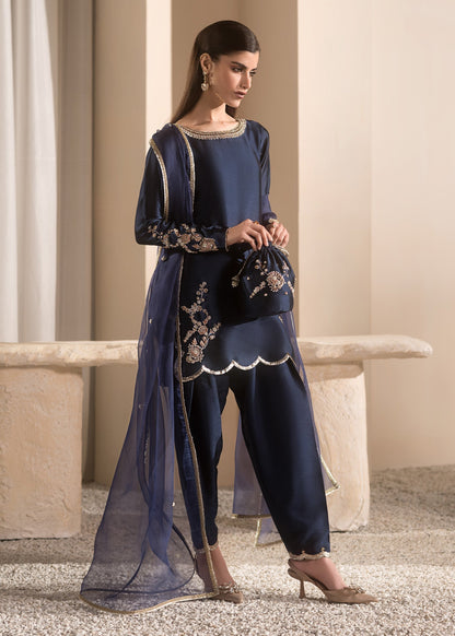 Mahum Asad | Breaking the Bar | Diva XS Navy Blue Pure Silk Tissue