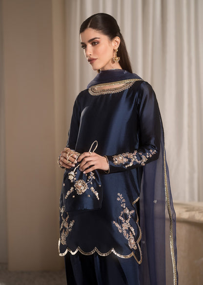 Mahum Asad | Breaking the Bar | Diva XL Navy Blue Pure Silk Tissue