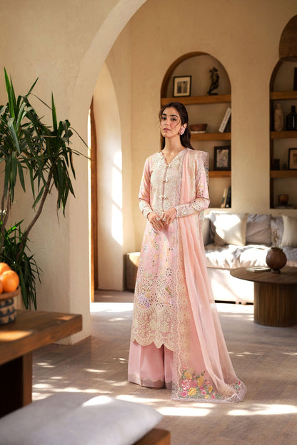 Maryam Hussain | Luxury Lawn 25 | Dimple XS Pink Lawn