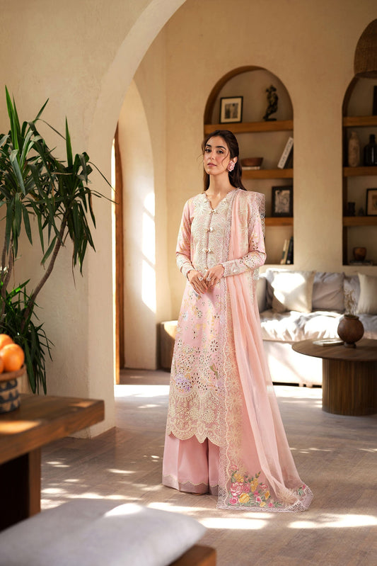Maryam Hussain | Luxury Lawn 25 | Dimple XS Pink Lawn