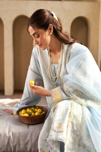 Maryam Hussain | Luxury Lawn 25 | Ocean L Sky Blue Lawn