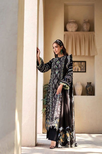 Maryam Hussain | Luxury Lawn 25 | Dawn L Black Lawn