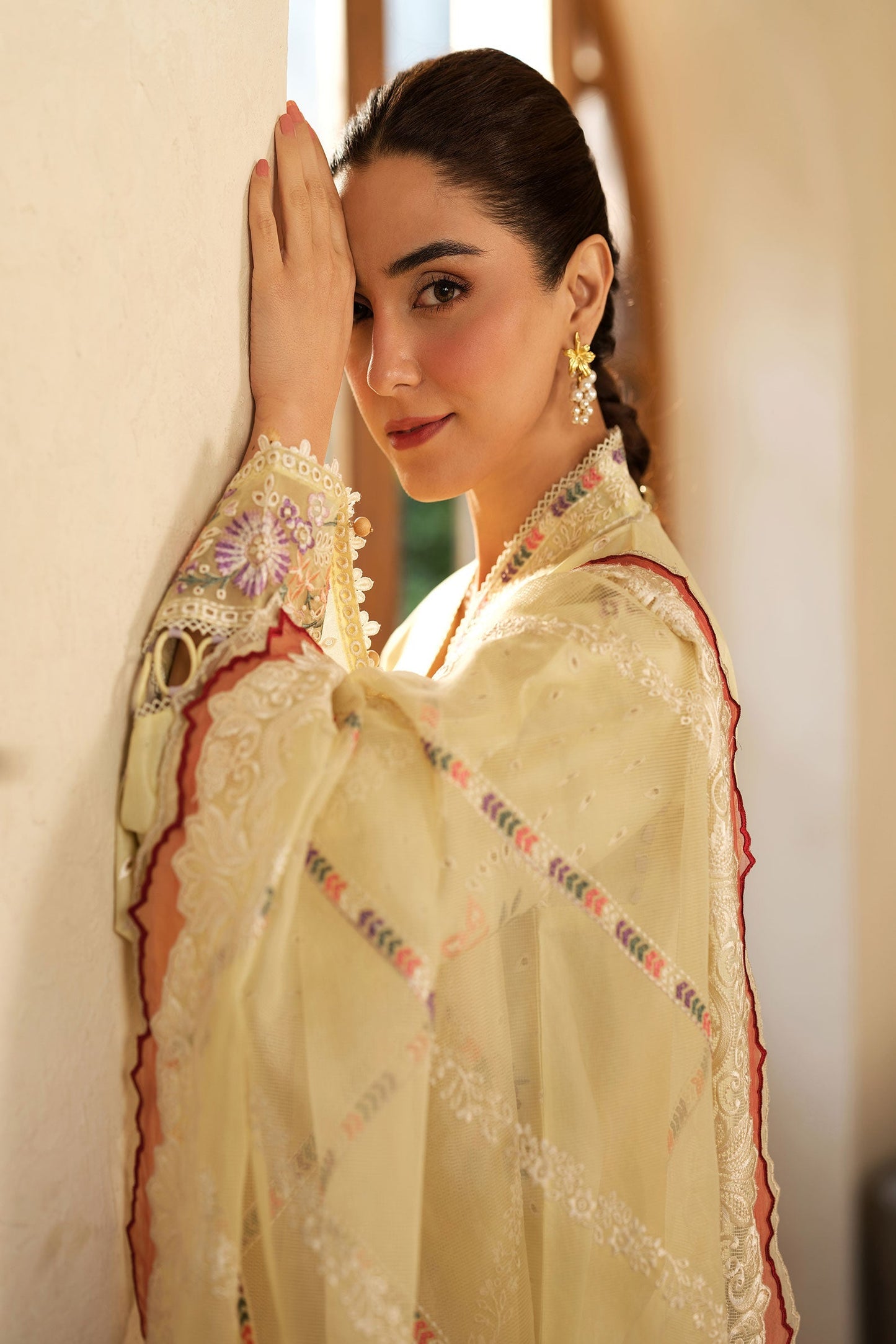 Maryam Hussain | Luxury Lawn 25 | Lemon Garden M Pastel Yellow Lawn