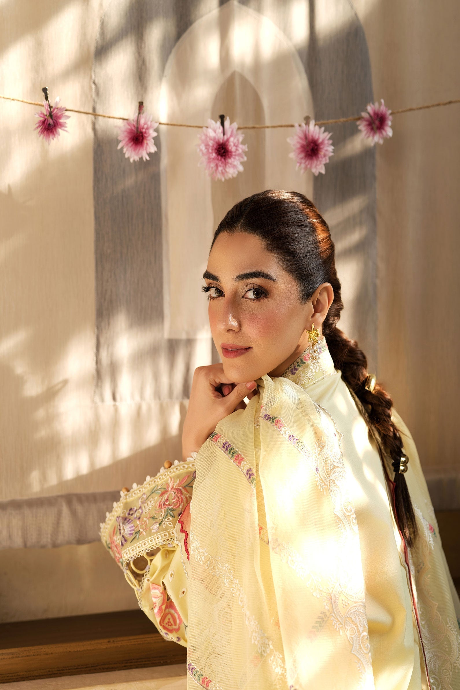 Maryam Hussain | Luxury Lawn 25 | Lemon Garden L Pastel Yellow Lawn