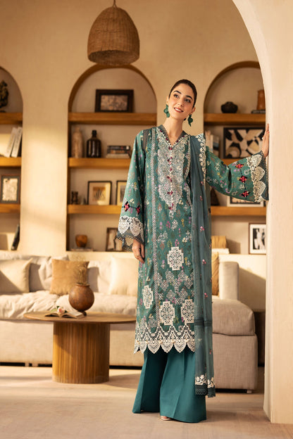 Maryam Hussain | Luxury Lawn 25 | Seashell XS Emerald Green Lawn