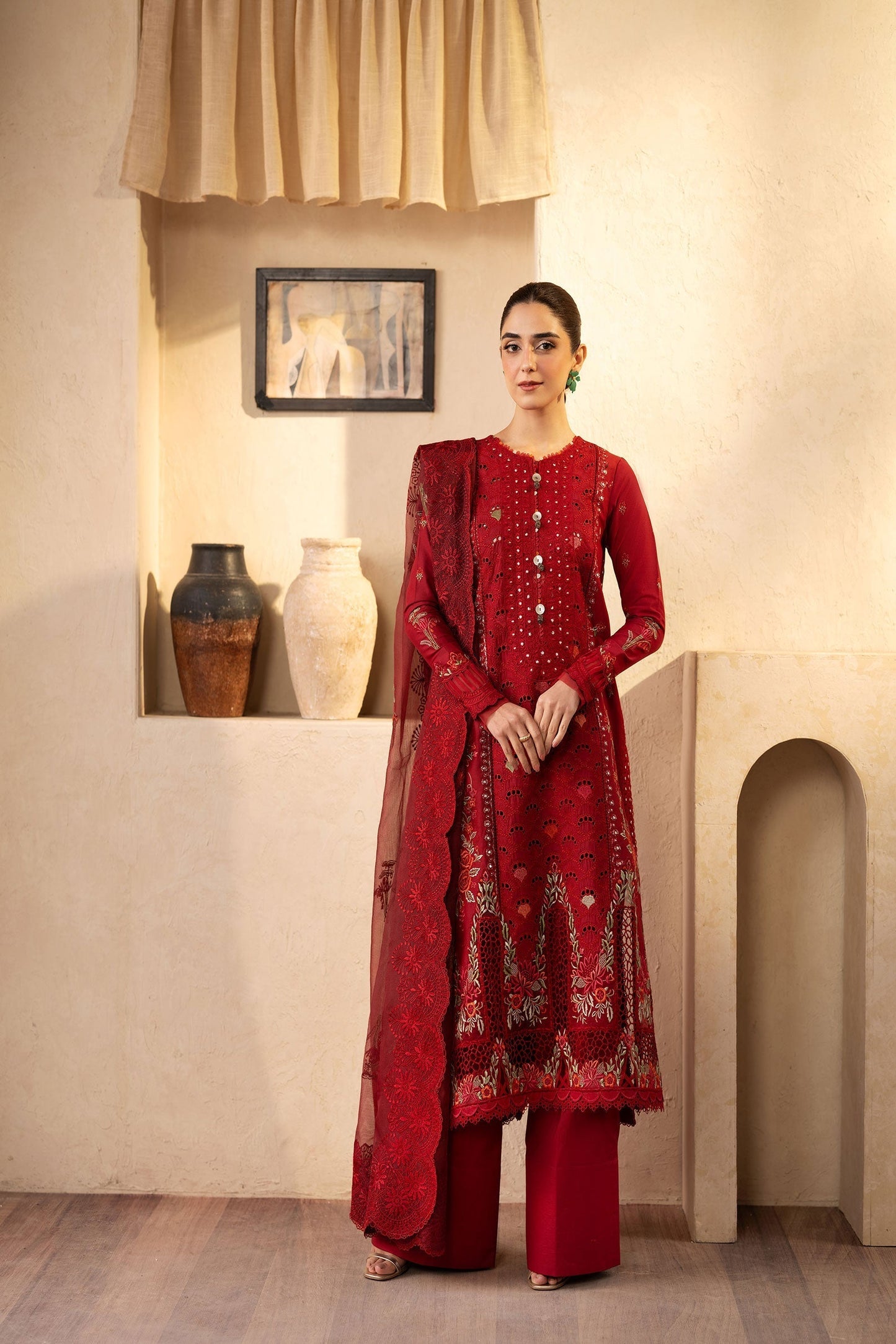 Maryam Hussain | Luxury Lawn 25 | Berry XS Blood Red Lawn