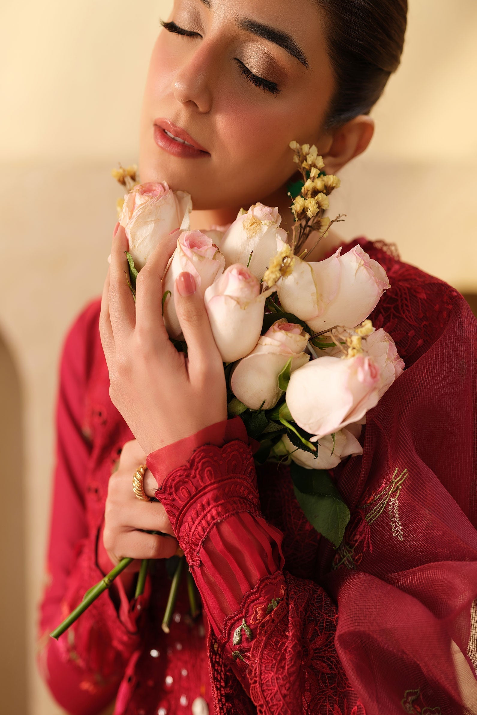 Maryam Hussain | Luxury Lawn 25 | Berry Custom Size Blood Red Lawn