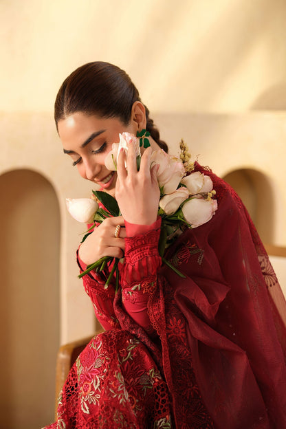 Maryam Hussain | Luxury Lawn 25 | Berry S Blood Red Lawn