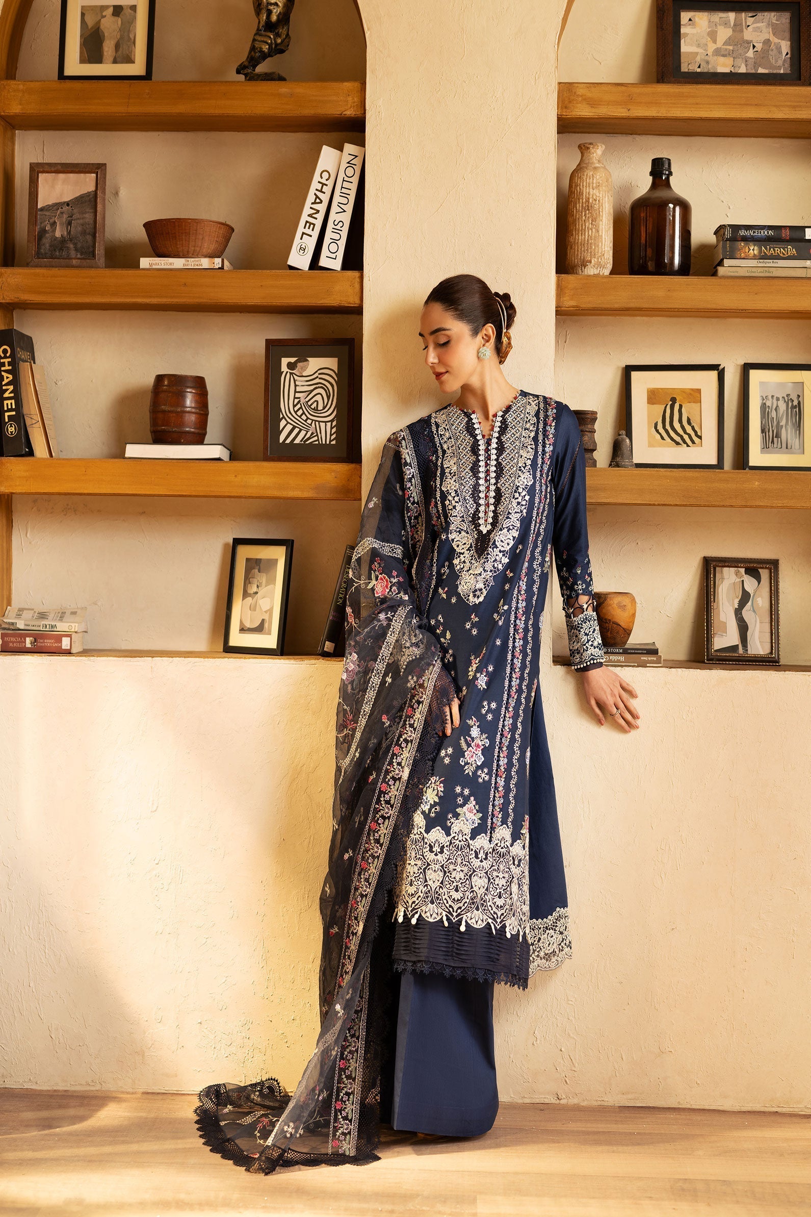 Maryam Hussain | Luxury Lawn 25 | Twilight XS Navy Lawn