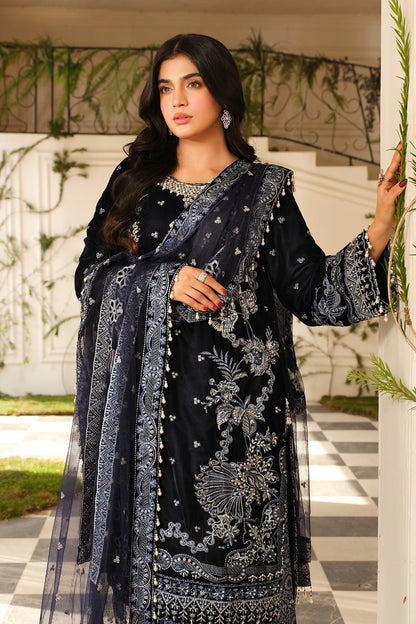 Raeesa Premium | Sheen Luxury Velvet | Nura Custom Size Black Velvet