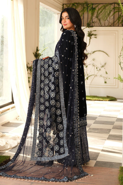 Raeesa Premium | Sheen Luxury Velvet | Nura S Black Velvet