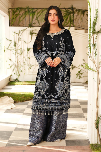 Raeesa Premium | Sheen Luxury Velvet | Nura XL Black Velvet