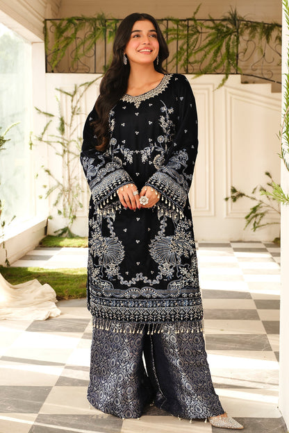 Raeesa Premium | Sheen Luxury Velvet | Nura L Black Velvet