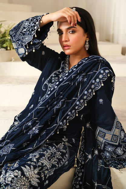 Raeesa Premium | Sheen Luxury Velvet | Soil L Dark Blue Velvet