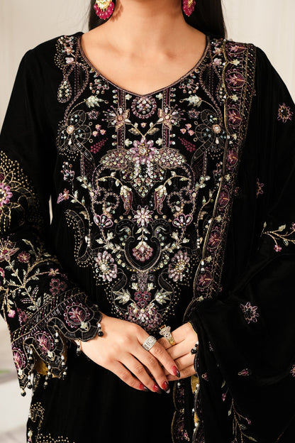 Raeesa Premium | Sheen Luxury Velvet | Noir Custom Size Black Velvet